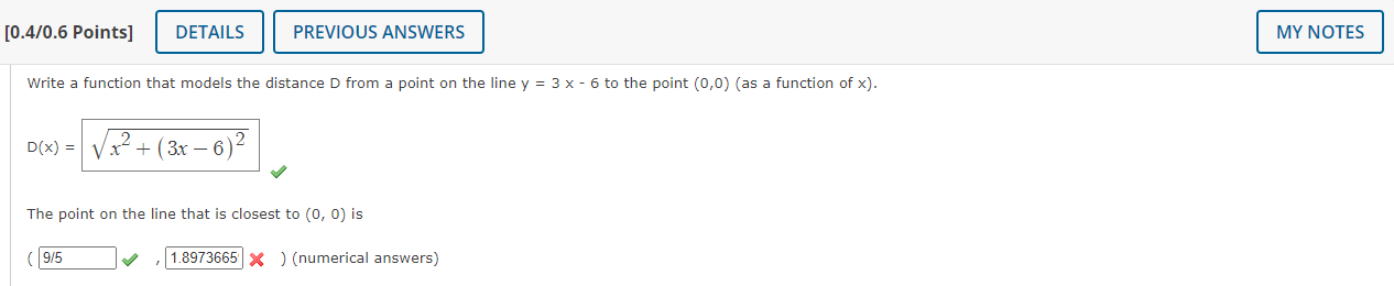Solved Write a function that models the distance D from a | Chegg.com