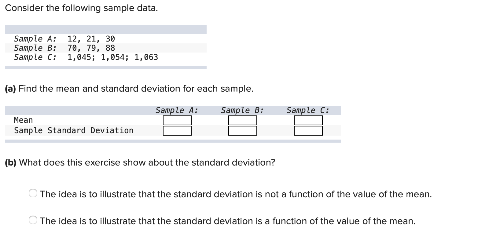 Solved Consider the following sample data. Sample A: Sample | Chegg.com