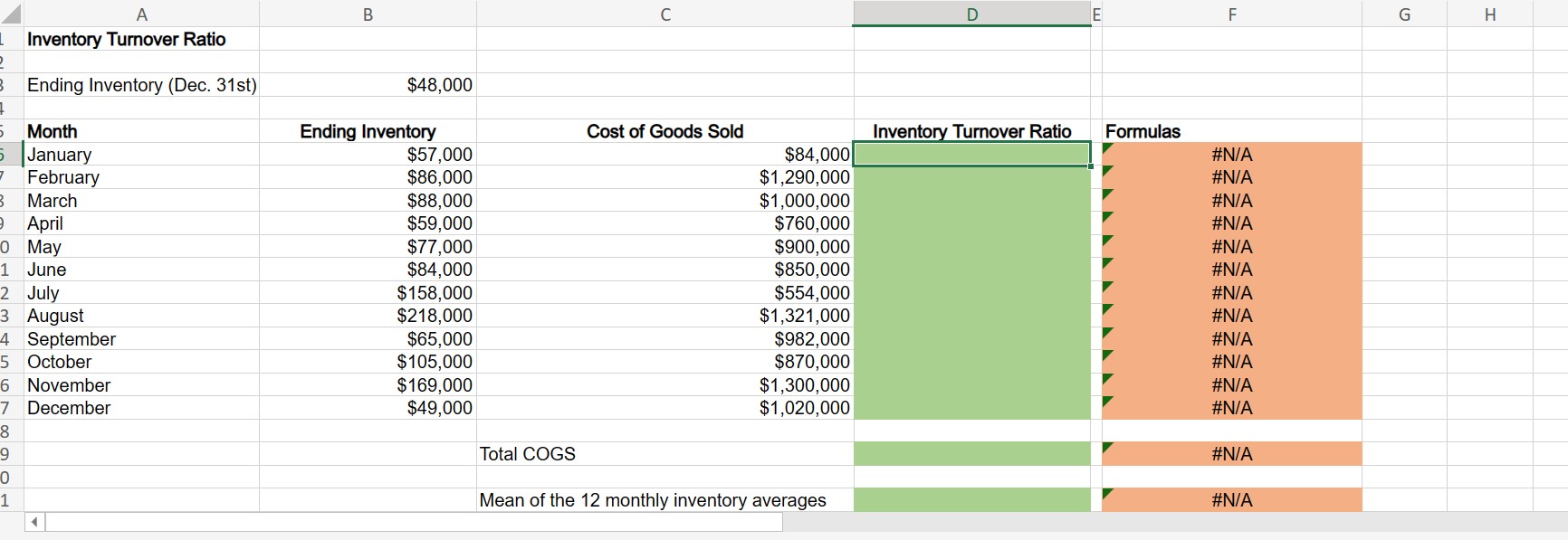 Solved 1. ﻿What is the monthly inventory turnover ratio for | Chegg.com