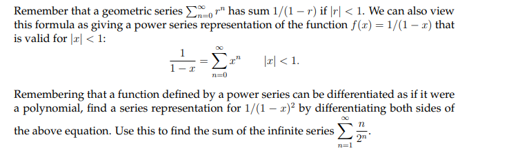 how to find the sum of a geometric series without r