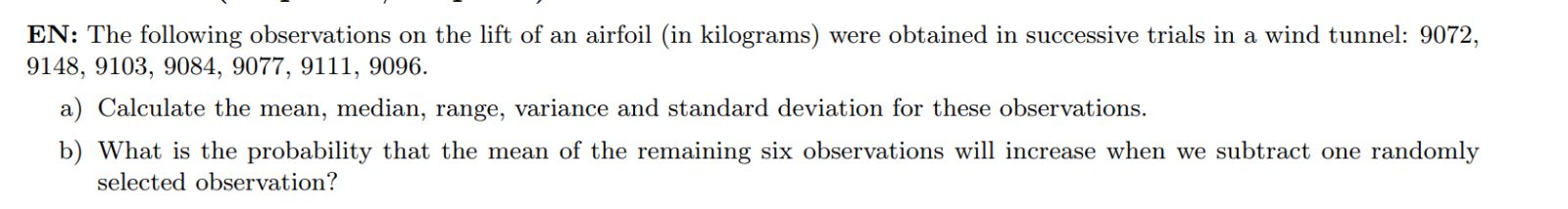 Solved EN: The following observations on the lift of an | Chegg.com