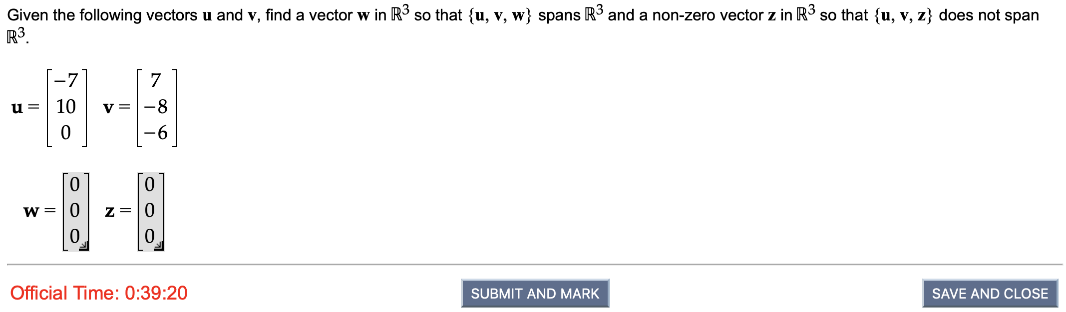 Solved Given The Following Vectors U And V Find A Vector Chegg Com