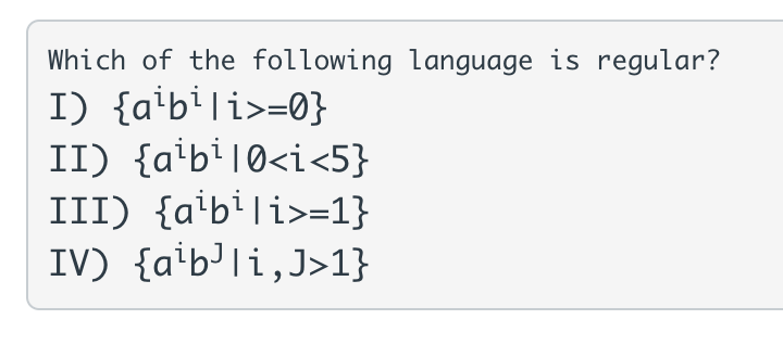 Solved Which of the following language is regular? I) | Chegg.com