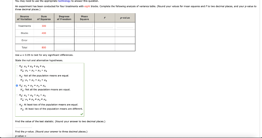Solved Use a=0.05 to test for any significant differences. | Chegg.com