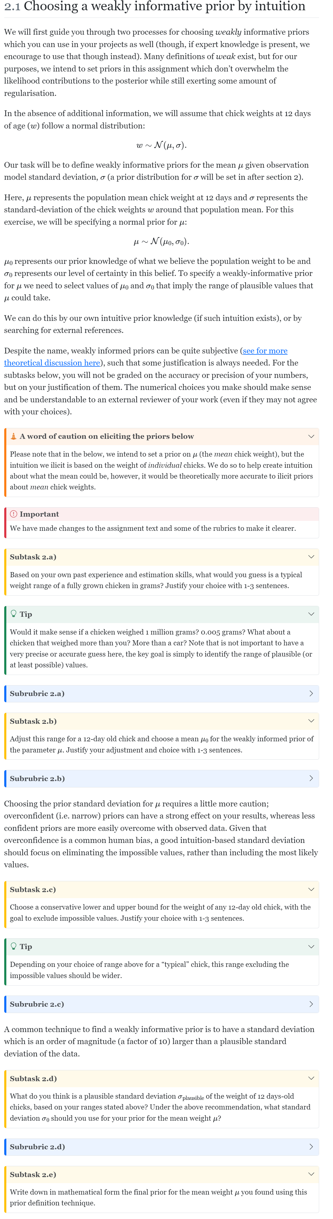Solved 2.1 Choosing a weakly informative prior by intuition | Chegg.com