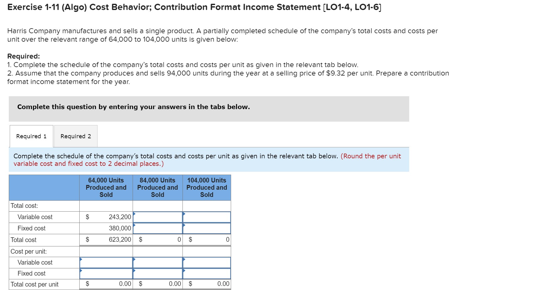 Solved Exercise 1-11 (Algo) ﻿Cost Behavior; Contribution | Chegg.com