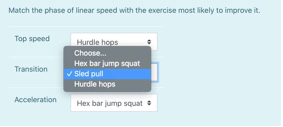 Solved Match the phase of linear speed with the exercise | Chegg.com