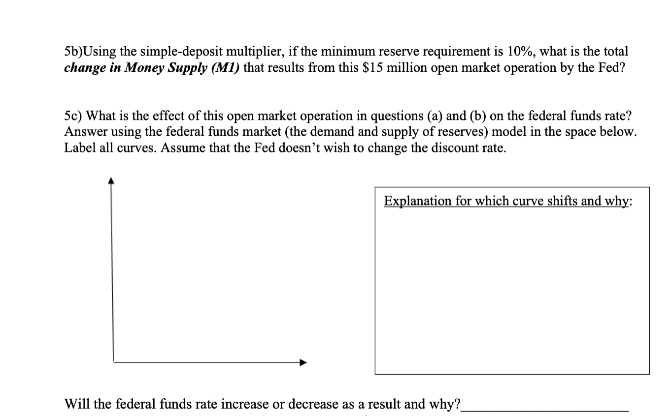 Solved 5b)Using the simpledeposit multiplier, if the