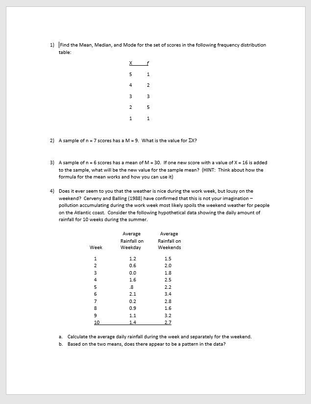 1 Find The Mean Median And Mode For The Set Of Chegg Com