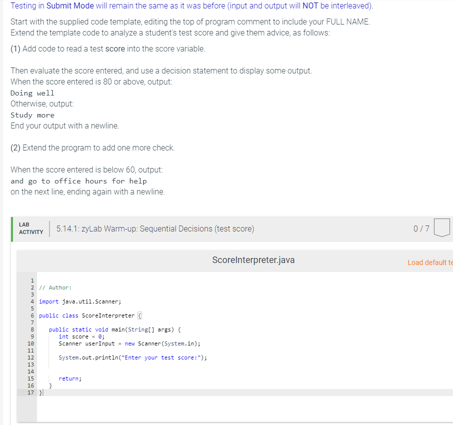 Solved Testing in Submit Mode will remain the same as it was | Chegg.com