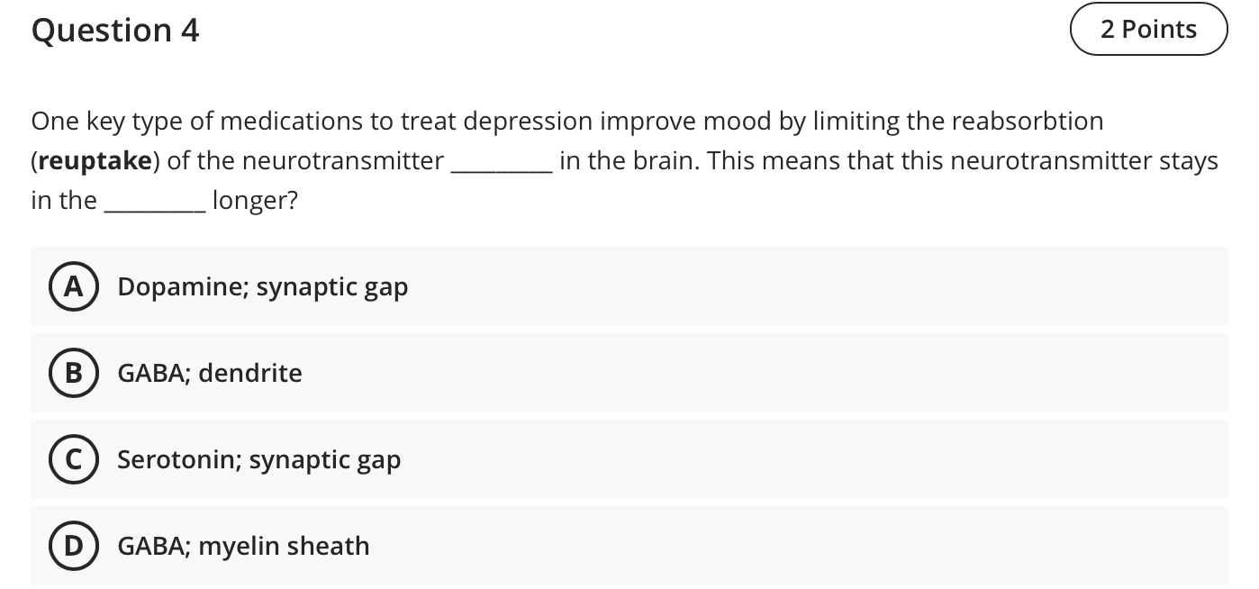 Solved One Key Type Of Medications To Treat Depression | Chegg.com