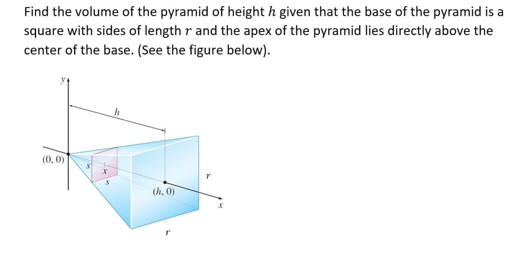how to find height of pyramid with base area and volume