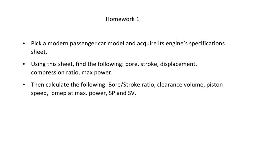 Solved Homework 1 . Pick a modern passenger car model and