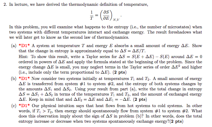 Solved 2. In lecture, we have derived the thermodynamic | Chegg.com