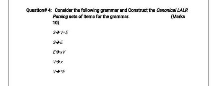 Solved Question# 4: Consider the following grammar and | Chegg.com