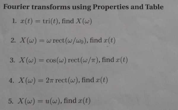 Solved Fourier transforms using Properties and Table 1·2(t) | Chegg.com