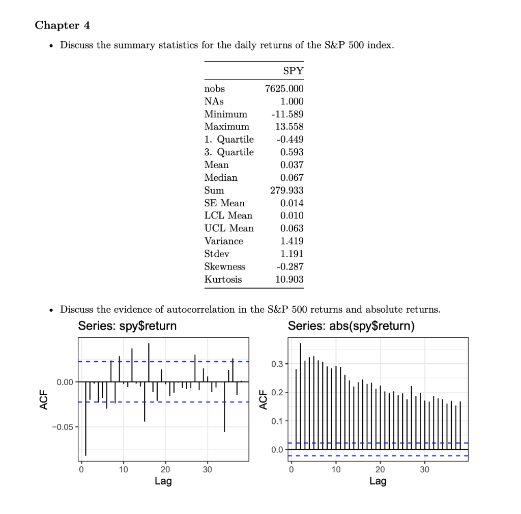 Solved - Discuss the summary statistics for the daily | Chegg.com