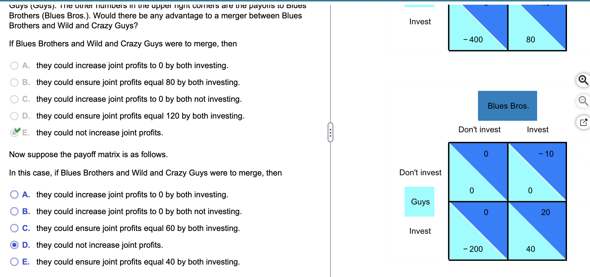 Now Suppose The Payoff Matrix Is As Follows. In | Chegg.com | Chegg.com