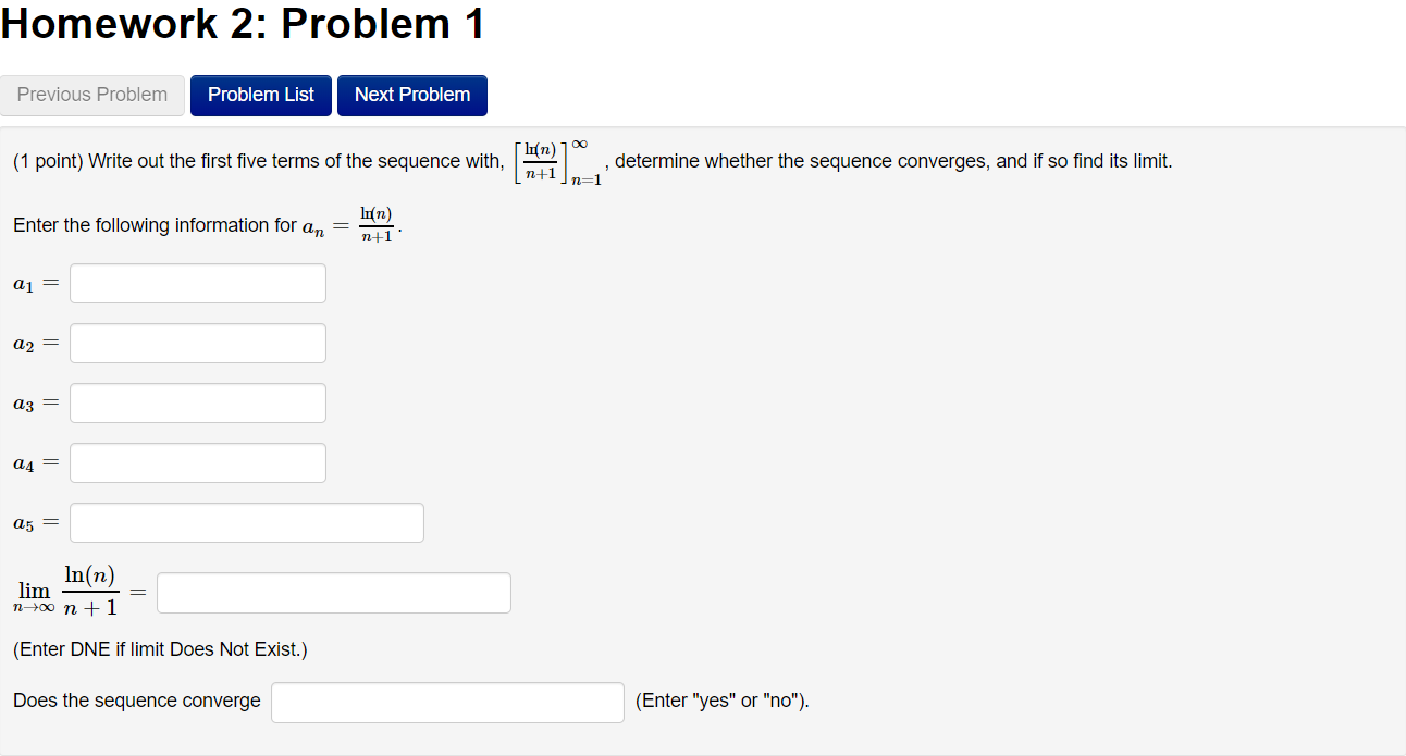 Solved Homework 2 Problem 1 Previous Problem Problem List 