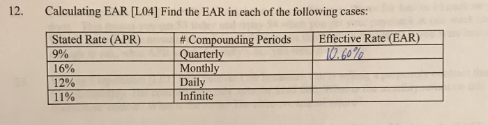 apr and ear practice problems