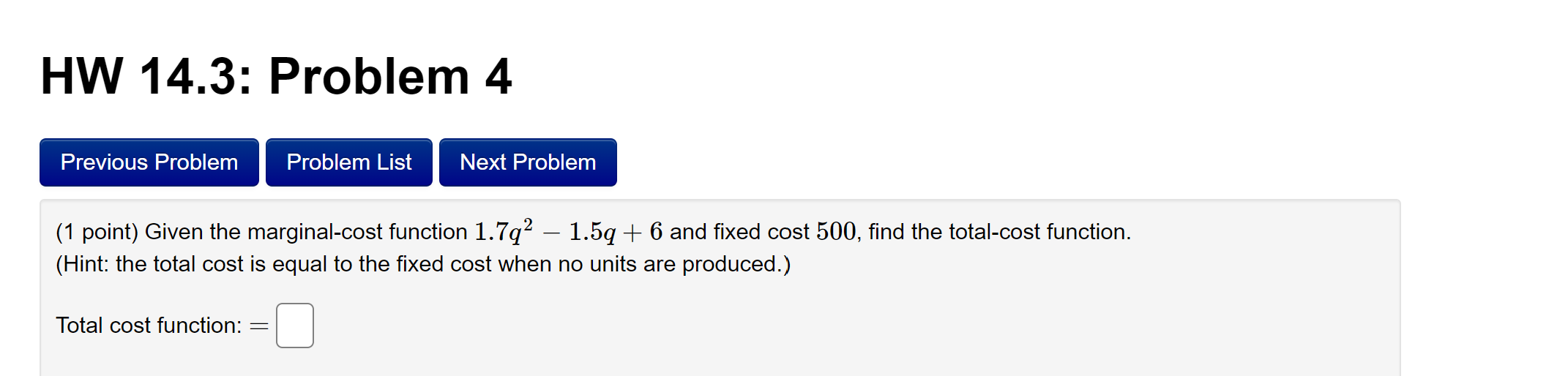 Solved HW 14.3: Problem 4 Previous Problem Problem List Next | Chegg.com