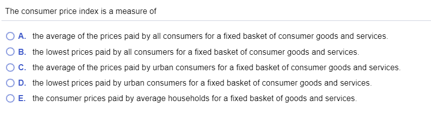 Solved The Consumer Price Index Is A Measure Of O A. The | Chegg.com