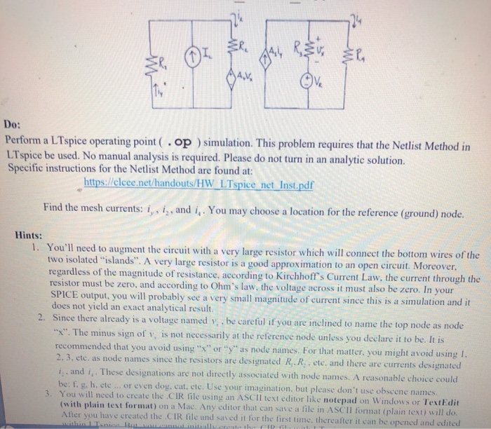 Do: Perform a LTspice operating point .Op)simulation. | Chegg.com
