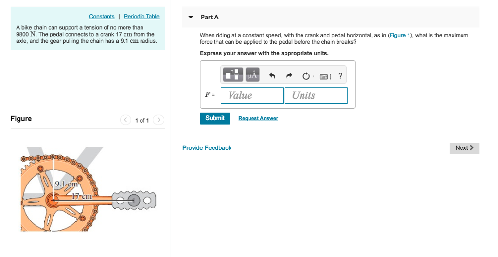 Solved Part A A bike chain can support a tension of no more
