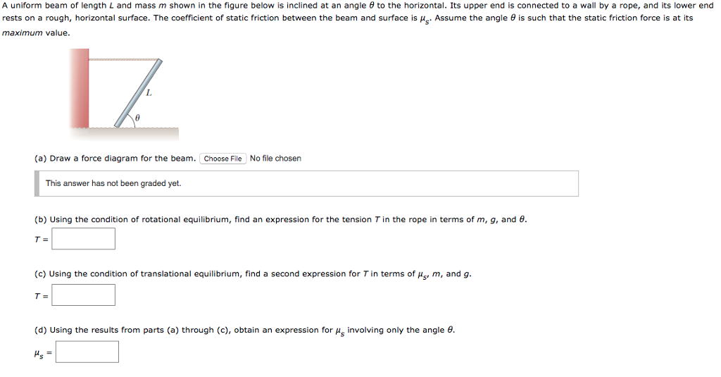 Solved A uniform beam of length L and mass m shown in the | Chegg.com