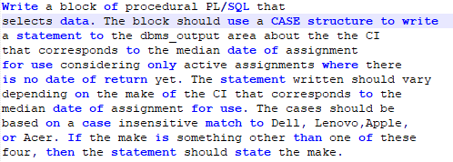 Write a block of procedural PL/SQL that selects data. | Chegg.com