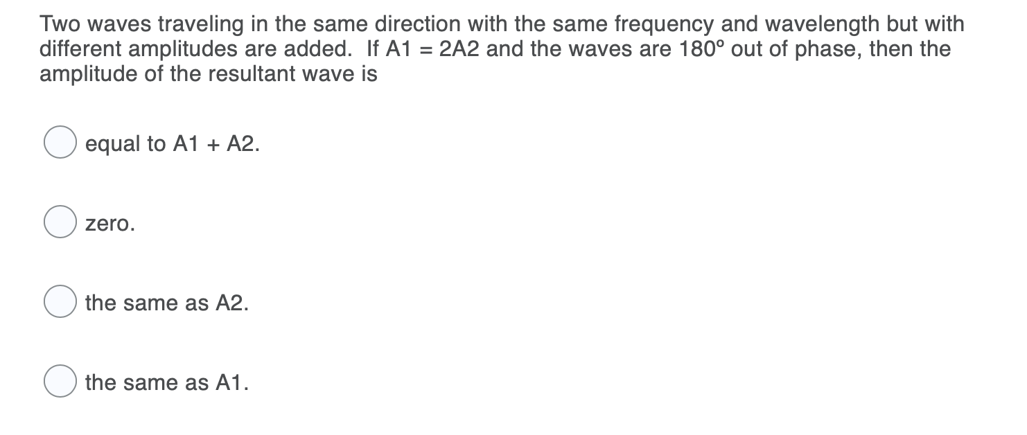 Solved Two waves traveling in the same direction with the | Chegg.com