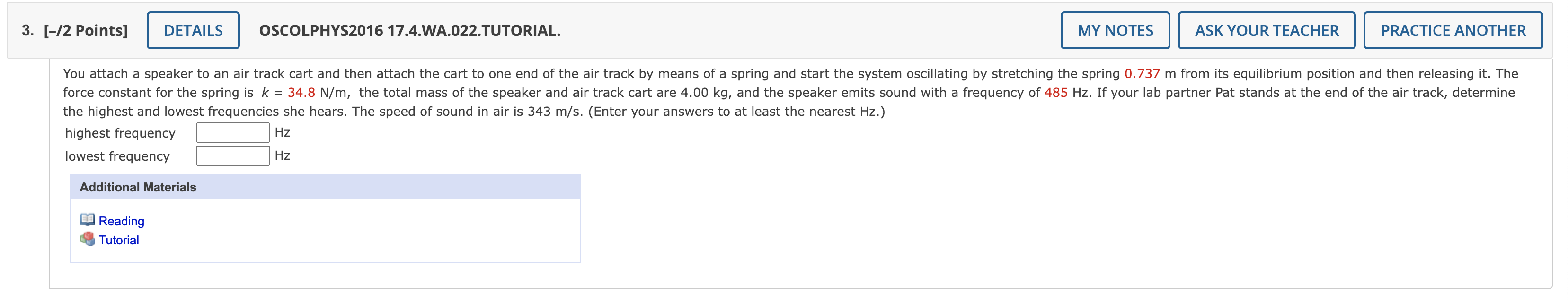 Solved 3 [ 12 Points] Details Oscolphys2016 17 4 Wa 022