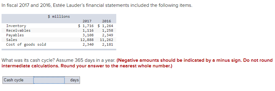Solved In fiscal 2017 and 2016, Estée Lauder's financial | Chegg.com