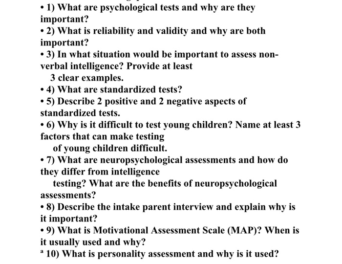 Solved 1) What are psychological tests and why are they