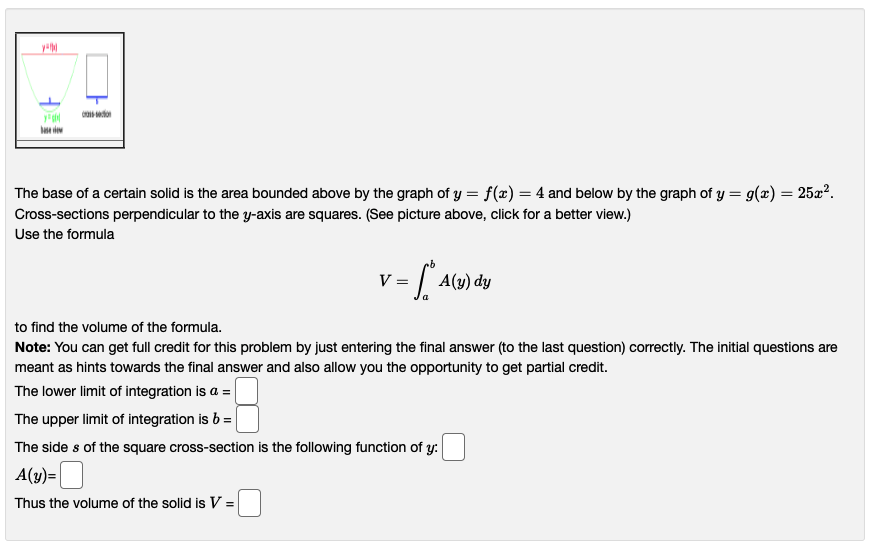 Solved The base of a certain solid is the area bounded above | Chegg.com