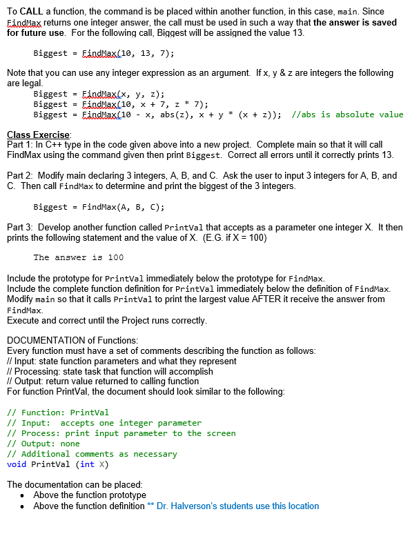 Solved Functions Lesson objectives: • Demonstrate the use of | Chegg.com