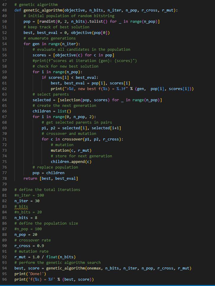 Solved Try to edit the provided genetic algorithms so that | Chegg.com