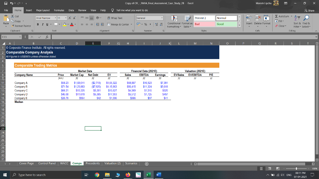 Download Case Study B, Complete The Financial Model | Chegg.com