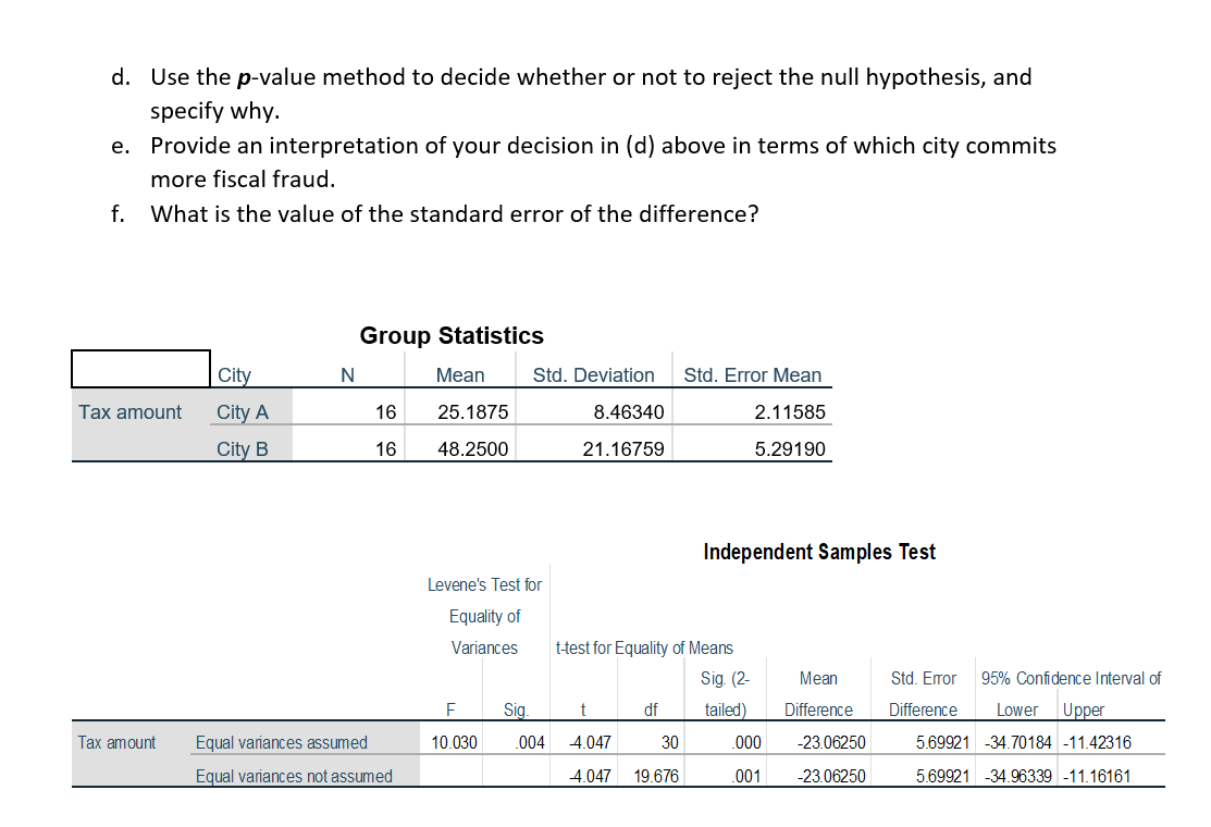 Solved 6. A tax collector wanted to see if there is a | Chegg.com