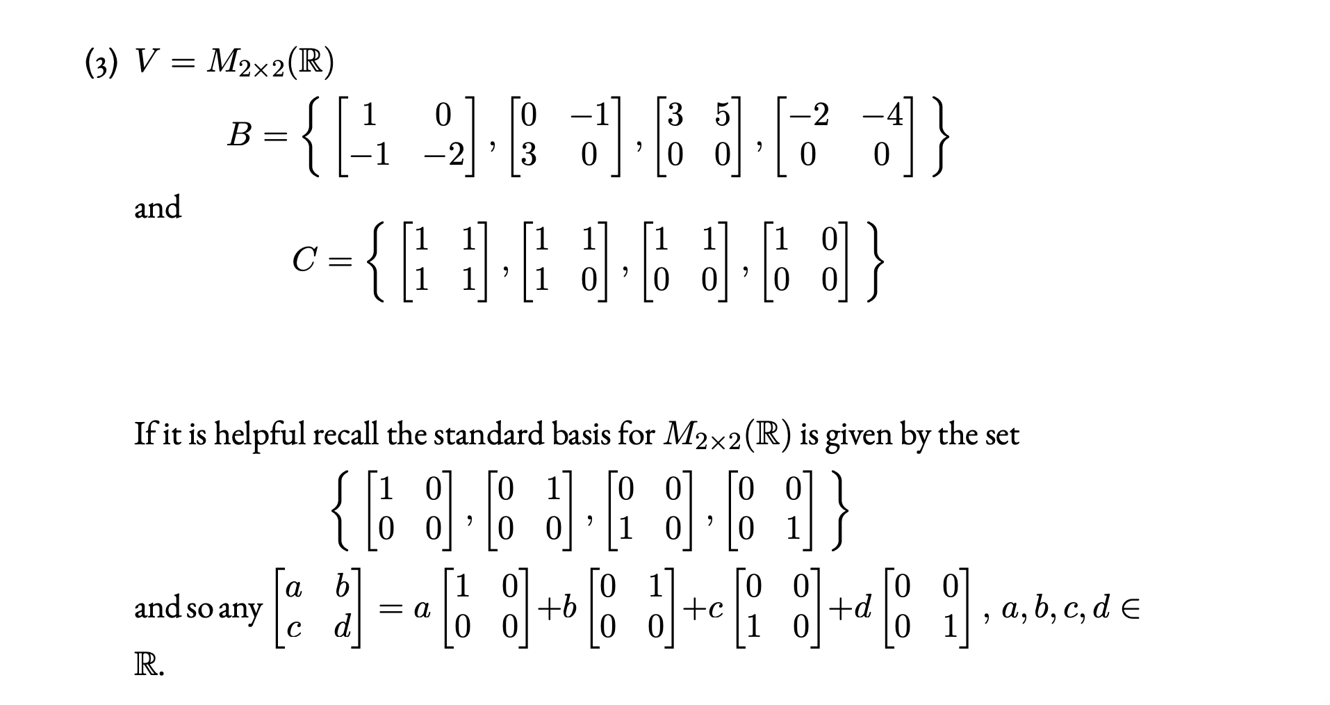 Solved Find The Change Of Basis Matrix PC←B From The Given | Chegg.com