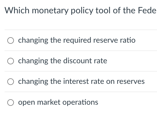 Solved Which monetary policy tool of the Fede O changing the | Chegg.com