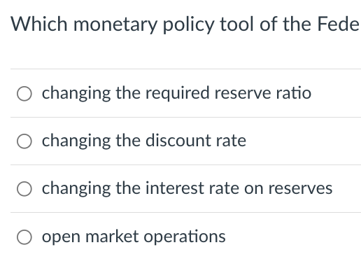 Solved Which Monetary Policy Tool Of The Fede O Changing The | Chegg.com