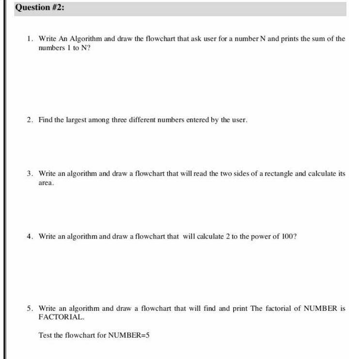 Question #2: 1. Write An Algorithm and draw the | Chegg.com