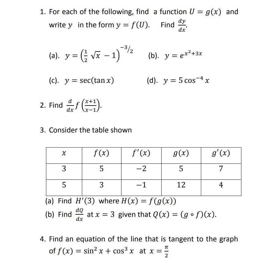 Solved 1 For Each Of The Following Find A Function U Chegg Com