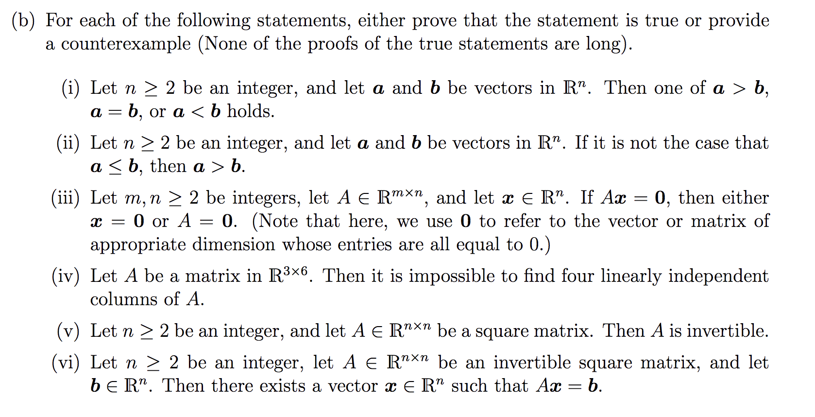 Solved (b) For each of the following statements, either | Chegg.com