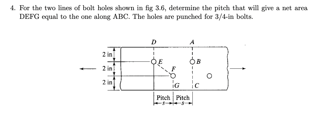 Solved For the two lines of bolt holes shown in fig 3.6, | Chegg.com