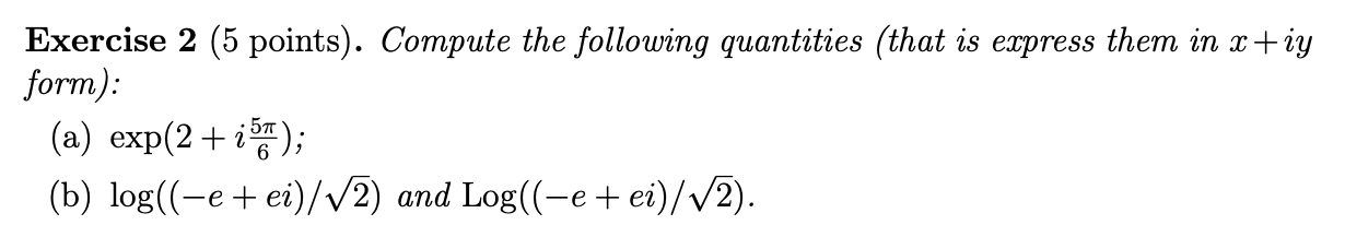 Solved Exercise 2 (5 points). Compute the following | Chegg.com