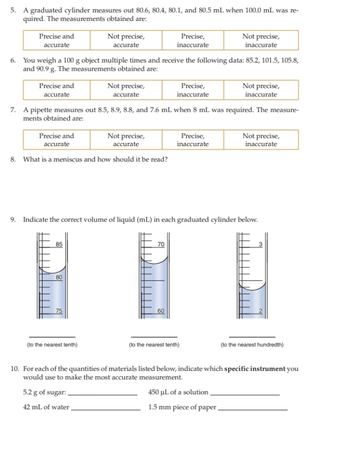 Solved 5. A graduated cylinder measures out 80.6,80.4,80.1, | Chegg.com