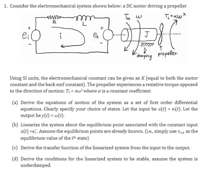 Solved 1 Consider The Electromechanical System Shown Bel Chegg Com