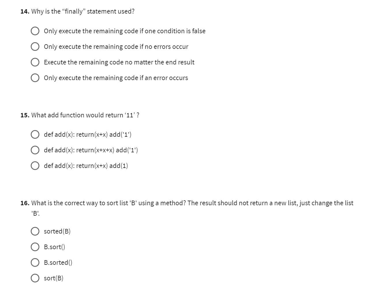 Solved 14. Why is the "finally" statement used? Only execute | Chegg.com